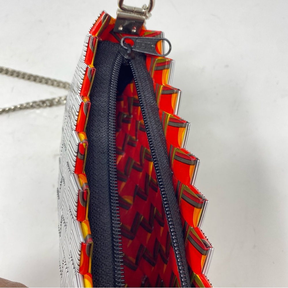 Candy Wrapper Purse with Chain Barcode Red Black White - Picture 9 of 12